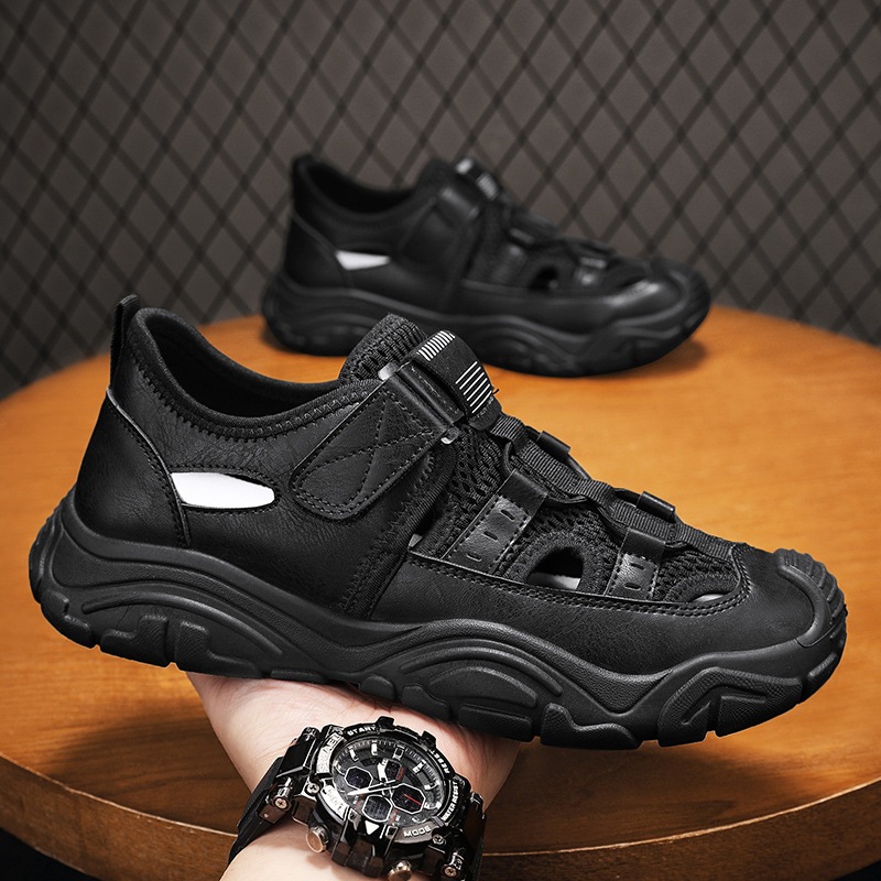 Zapatos de hombre Baotou verano 2025 nuevos zapatos deportivos al aire libre huecos y transpirables para hombres sandalias de vadeo casuales para hombres