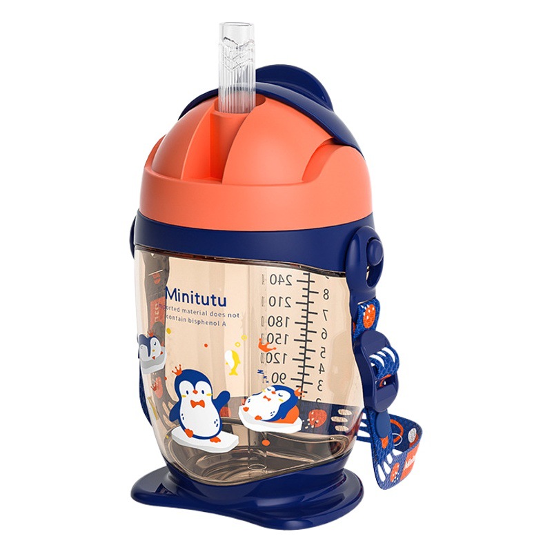 Minitutu - Taza para beber directamente para bebés, una taza, doble uso, correa, anticaída, antispruzzo, gran capacidad 300 ml