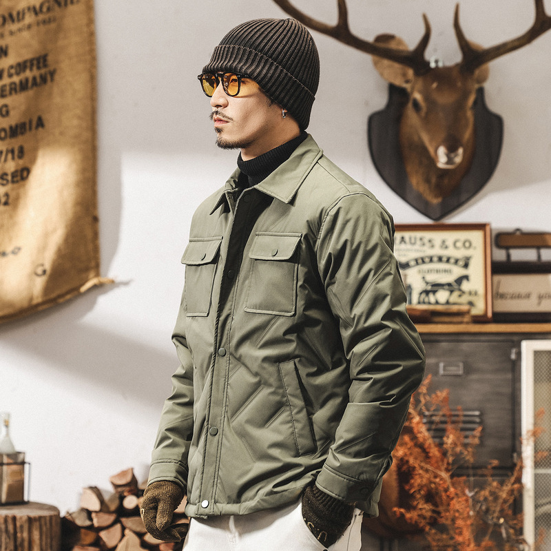 American Retro 90 White Duck down Lightweight down Jacket Men's Winter New Fashion Brand Embossed down Shirt Jacket Jacket