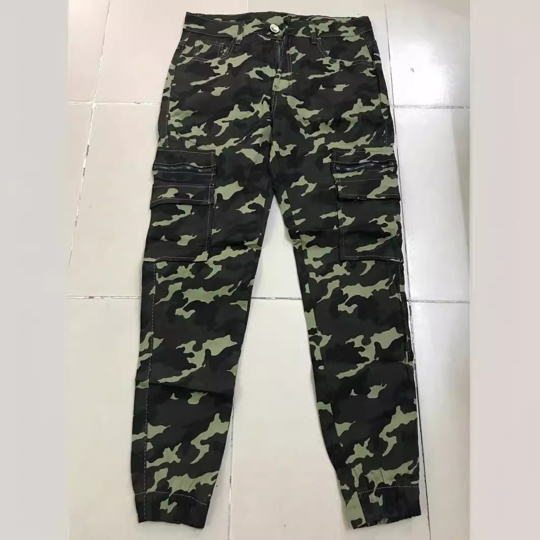 2024 New Large Pocket Camo Elastic Jeans Pants for Men_voghion.com