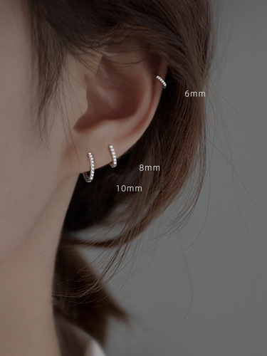 S925 silver diamond zircon circle earrings women's volleyball diamond high-end ear bone rings  new wholesale earrings