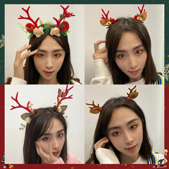 仿真鹿角聖誕節發箍 寫真拍照聖誕髮夾節日頭飾成人兒童發卡飾品