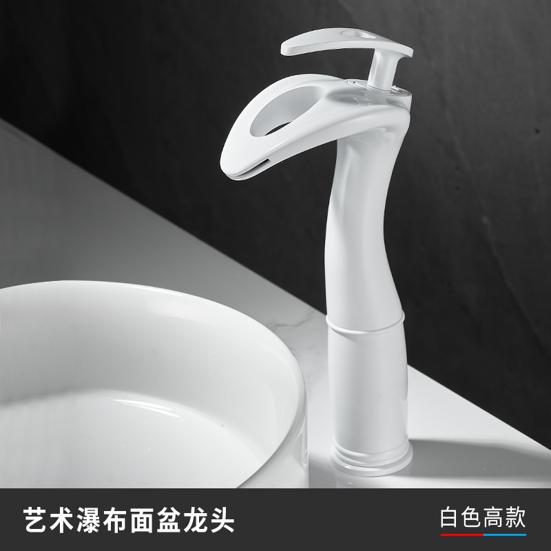 Grifos creativos de cascada gris lavabo gabinete de baño frío y caliente agregar lavabo de cobre doméstico