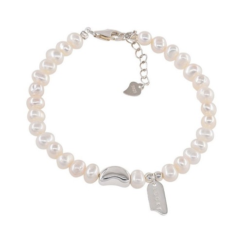 Natural irregular pearl s925 pure silver women's beaded chain, minimalist and cool style, unisex and versatile accessory