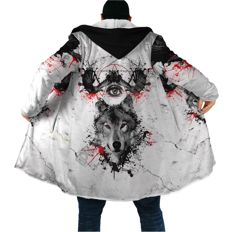 Patrón multicolor transfronterizo europeo y americano de impresión 3D Impresión digital cremallera capa con capucha capa cardigan abrigo de algodón acolchado