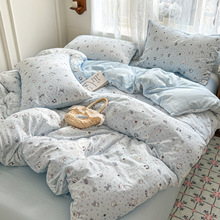 2026新款双层纱四件套印花设计ins风学生宿舍床单床笠被罩可机洗