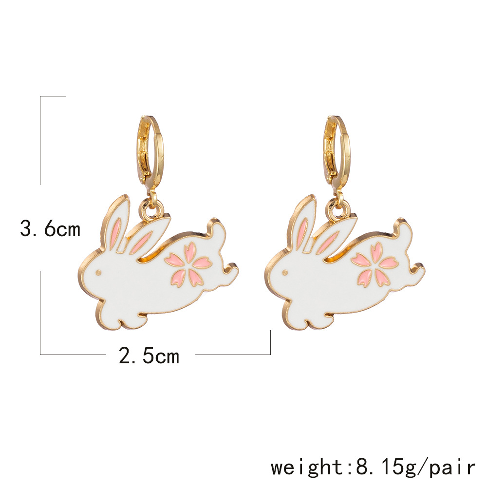 new creative cartoon cat earrings personality small fashion pink rabbit cat cloud ear clip