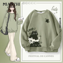 致小个子小众宽松无帽卫衣女春季上衣服2025年新款春秋薄款女装