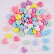 马卡龙色爱心桃心有孔实色散珠 diy头绳项链串珠手机链饰品配件