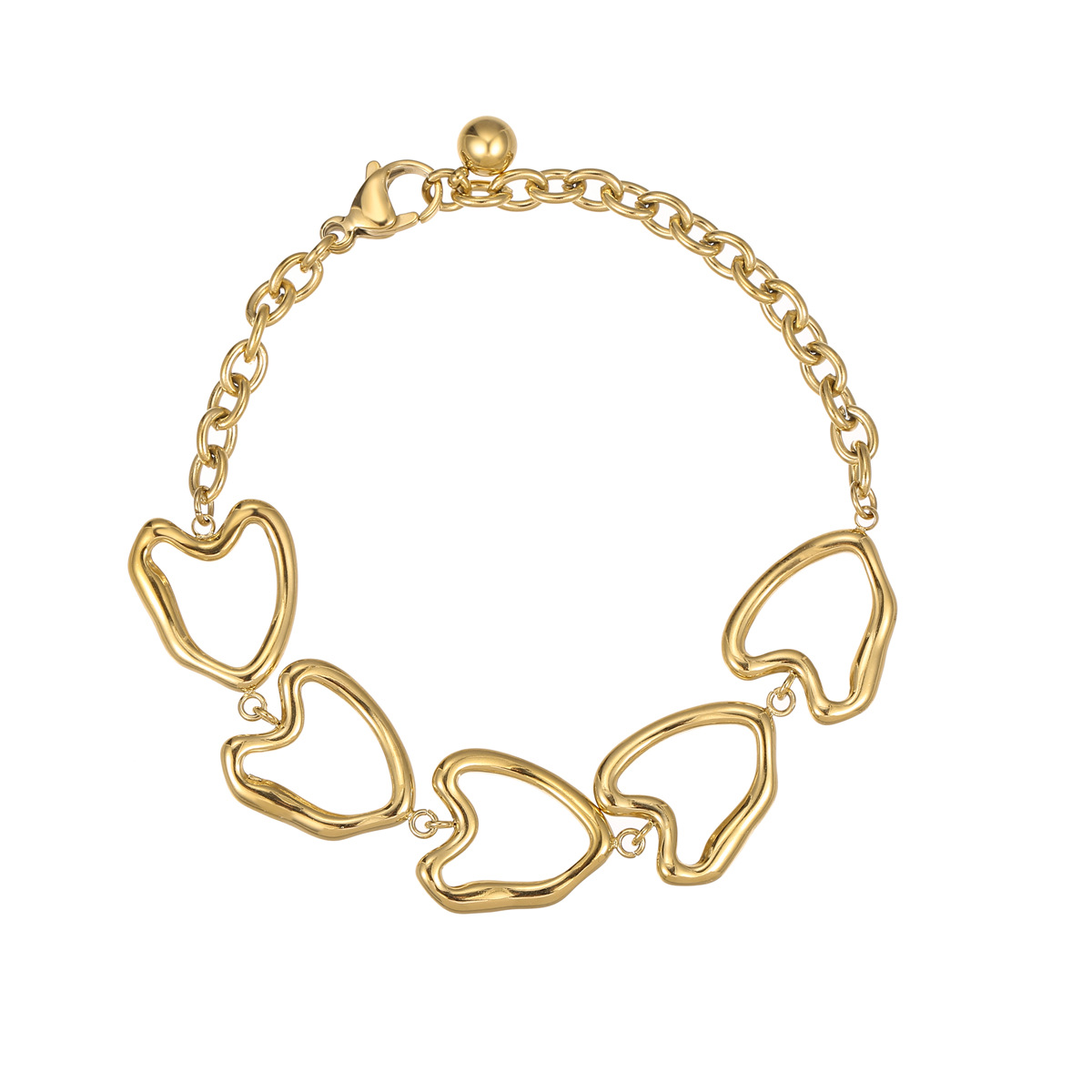 IG Style Style Waterproof Non Tarnish, Hollow Out Craft PVD Coated Real Gold Plated 18K Gold Heart Shape 304 Stainless Steel IG Style Waterproof Non Tarnish 304 Stainless Steel Bracelets