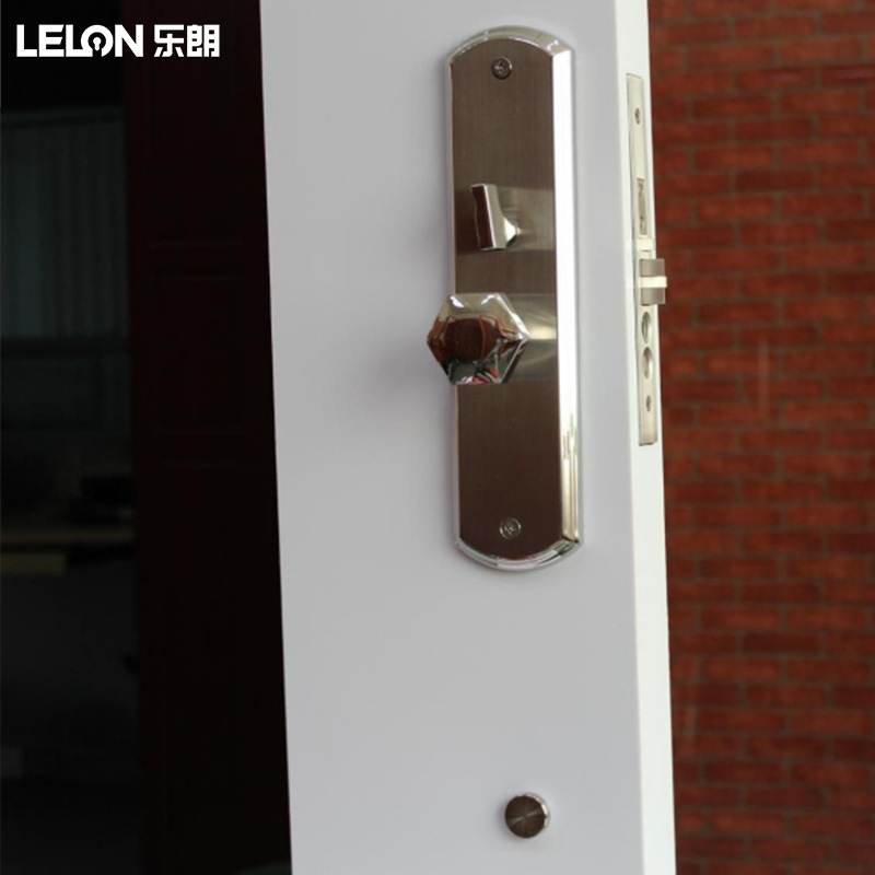 Cerradura de Puerta de Lujo Estilo Americano Le Lang, Manija de Puerta de Acero Inoxidable con Botón, Cerradura Antirrobo para Puerta Doble de Villa