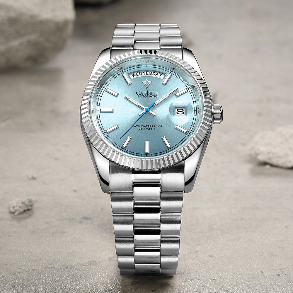 CADISEN nuevo reloj mecánico de los hombres Japón 8285 movimiento moda magnífico reloj de los hombres luminosos impermeables ocasionales