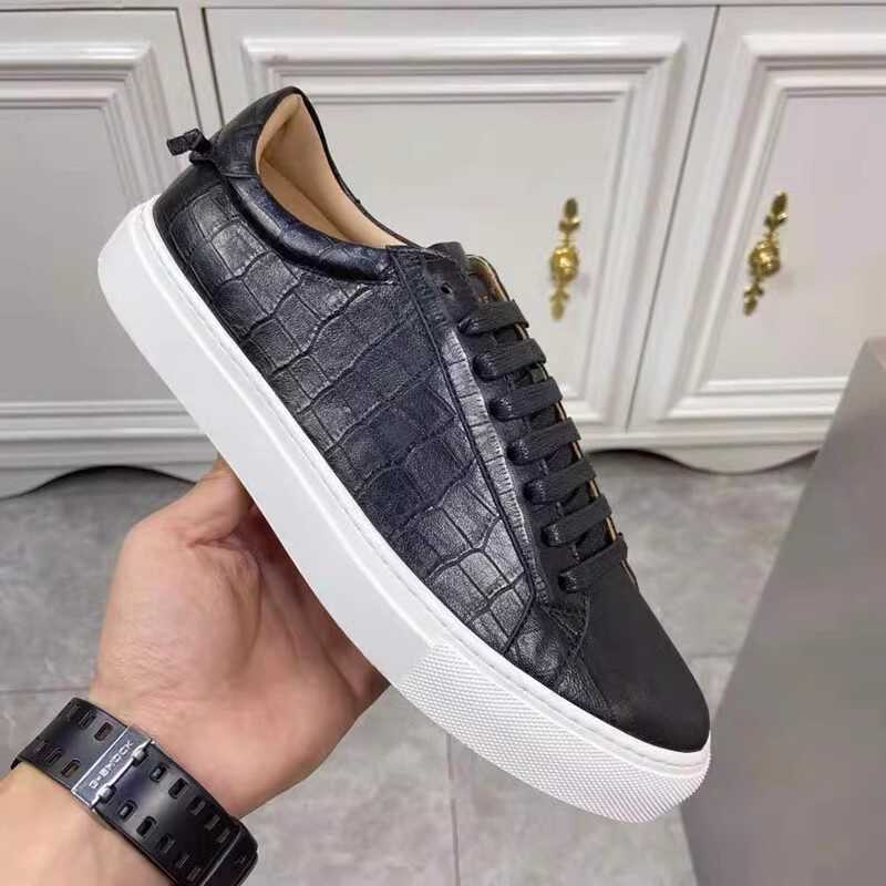 Jijia Crocodile Pattern Breathable Men's Sneakers, First-Layer Cowhide Lace-Up White Shoes, Men's Stone Pattern Korean Style Casual Men's Shoes, Trendy Jijia Crocodile Pattern Breathable Men's Sneakers, First-Layer Cowhide Lace-Up White Shoes, Men's Stone Pattern Korean Style Casual Men's Shoes, Trendy