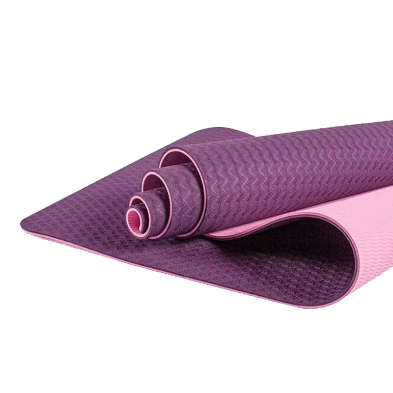 Коврик для йоги двухслойный TPE 130/150/183×61 см, 3/4/6 мм, двухцветный с ремнём и сумкой