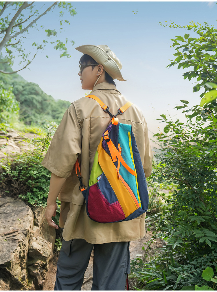 Color Block Lightweight Outdoor Travel Nylon Backpack 36