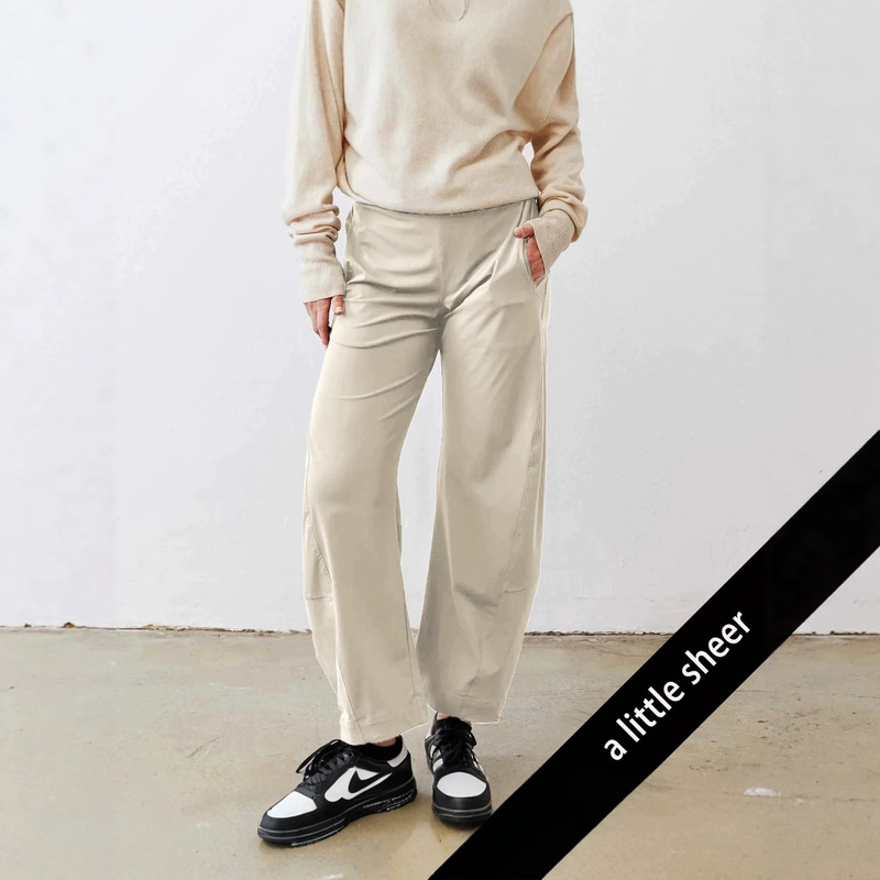 Cross-border Amazon women's comfortable barrel-style travel pants with elastic waistband, tapered legs, loose mid-waist work pants Cross-border Amazon women's comfortable barrel-style travel pants with elastic waistband, tapered legs, loose mid-waist work pants
