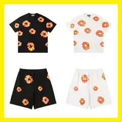 Foreign Trade Wholesale Foam Printing Trendy Loose Men's and Women's Short-Sleeved T-Shirt Casual Shorts Set