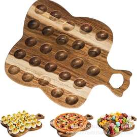 木质鸡蛋托盘带手柄魔鬼蛋托复活节装饰彩蛋托盘鸡蛋固定架熟食板