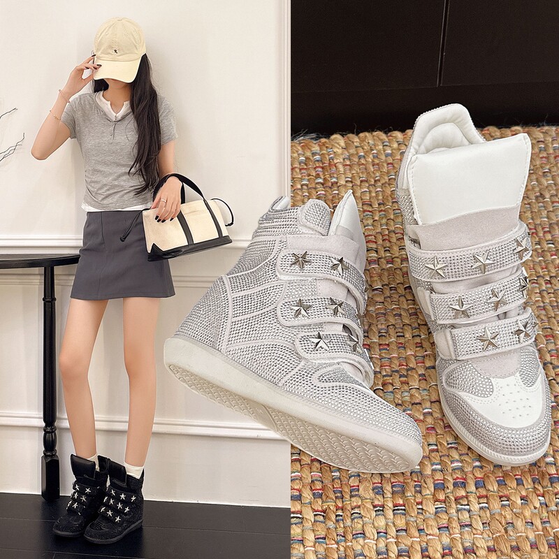 2026 New Style Women's Short Boots with Electronic Rhinestones, Fashionable High-Top Boots with Thick Soles, Hidden Height Increase, Wedge Heel, Casual Shoes for Women 2026 New Style Women's Short Boots with Electronic Rhinestones, Fashionable High-Top Boots with Thick Soles, Hidden Height Increase, Wedge Heel, Casual Shoes for Women