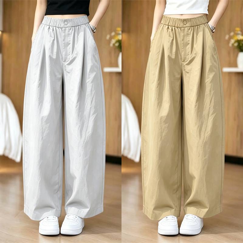 Women's cropped pants for summer, thin wide-leg balloon pants, versatile 2026 new style, casual, slimming, stylish, trendy curved pants Women's cropped pants for summer, thin wide-leg balloon pants, versatile 2026 new style, casual, slimming, stylish, trendy curved pants