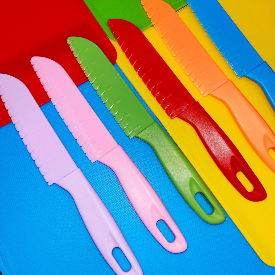 Cuchillo de plástico para niños cuchillo de fruta de jardín de infantes cuchillo de fruta de melón cuchillo de cocina de juguete de mano cuchillo para niños cuchillo traje