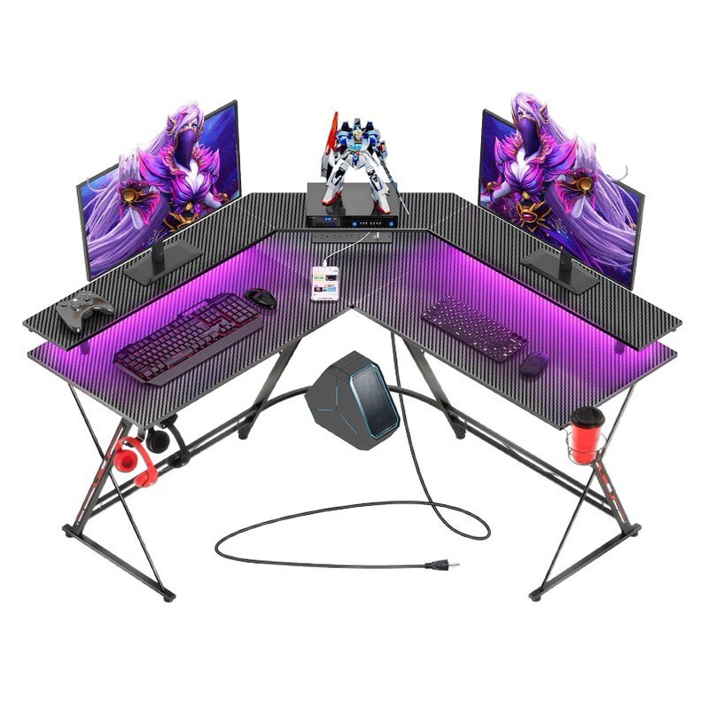 Direct Sales from the Source Factory, Simple Home-Use L-Shaped Gaming Table with Socket, Rgb Gaming Table, Desktop Computer Table
