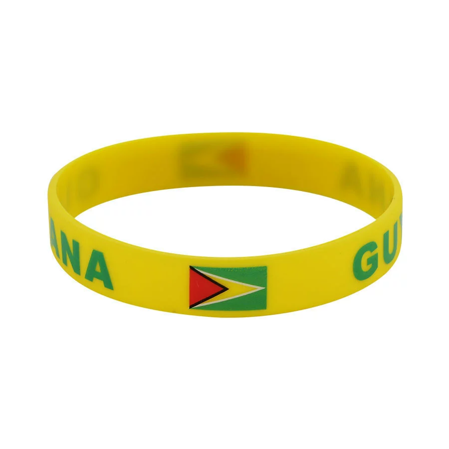 Флаг Гайаны Спортивные игры Энергетический браслет Кубок мира Футбольные болельщики Классический юбилейный силиконовый браслет