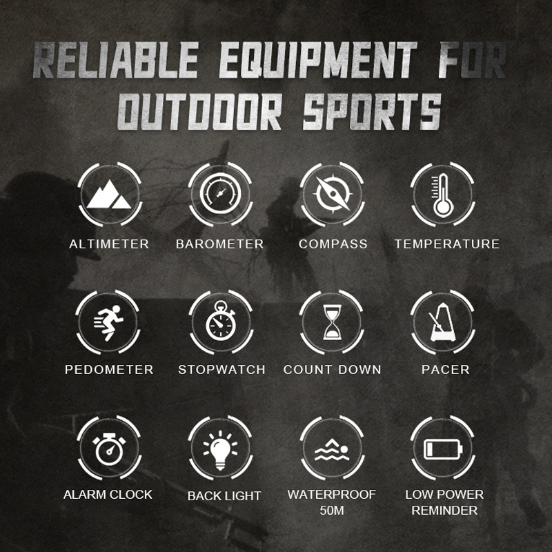 Reloj digital deportes impermeable altímetro barómetro brújula
