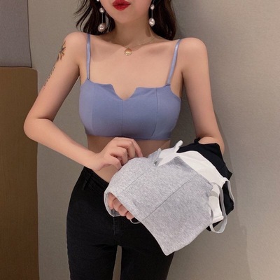 新款夏季短款美背纯棉胸垫抹胸裹胸吊带舒适背心少女学生内衣6898|ms