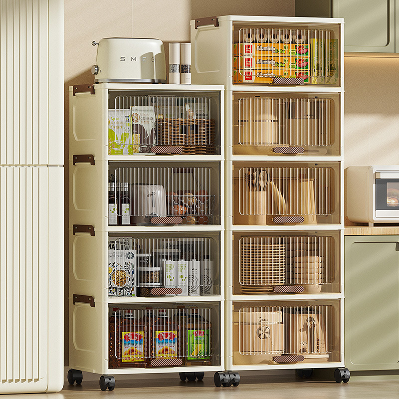 Storage Cabinet Household Installation-Free Storage Baby Children's Clothes Toy Plastic Folding Storage Cabinet Storage Rack