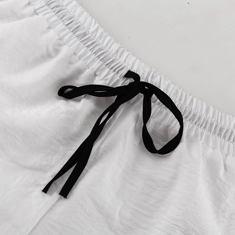 Lazy Women Collared Long Sleeve Cardigan Lace up Loose Fitting Wide Leg Romper Casual Two Piece Sets