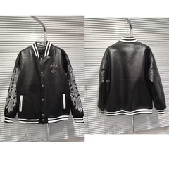 25秋冬新款棒球服外套十字架拼皮夹克外套男女同款情侣款外套