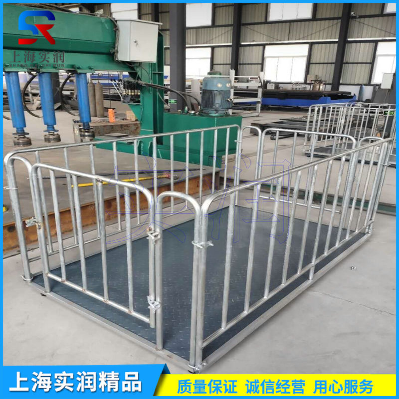 黑龙江猪场卖猪地磅供应 3吨畜牧秤电子带笼地磅秤 双开门活畜秤