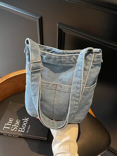 (Cross-border trading), denim fresh fashionable shopping bag, shoulder bag one shoulder, Korean style