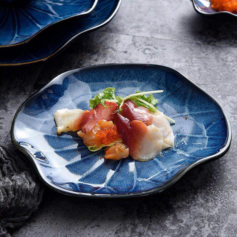 Sukia Ceramic Japanese Kiln-Transformed Set: One Person Sashimi Plate, Food Plate, Rice Bowl Creative Home Use Kiln-Transformed Tableware Set