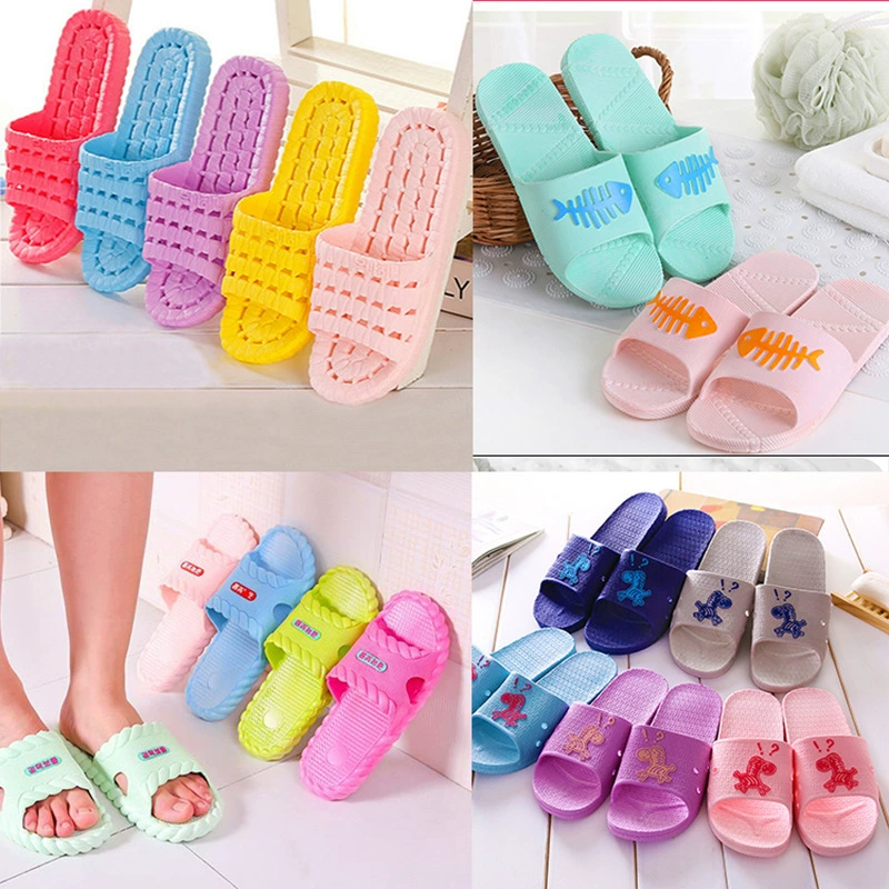 Летние домашние тапочки для ванной комнаты, нескользящие, полые, с дырочками, для мужчин и женщин, парные сандалии, рыбья кость, кролик, пластиковые.
