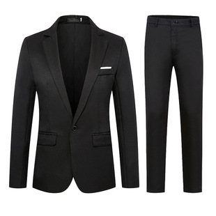 Wholesale Men's Slim-Fit Business Suits with One-Button Dress Suits and Flat Lapel Blazers in Stock for Foreign Trade