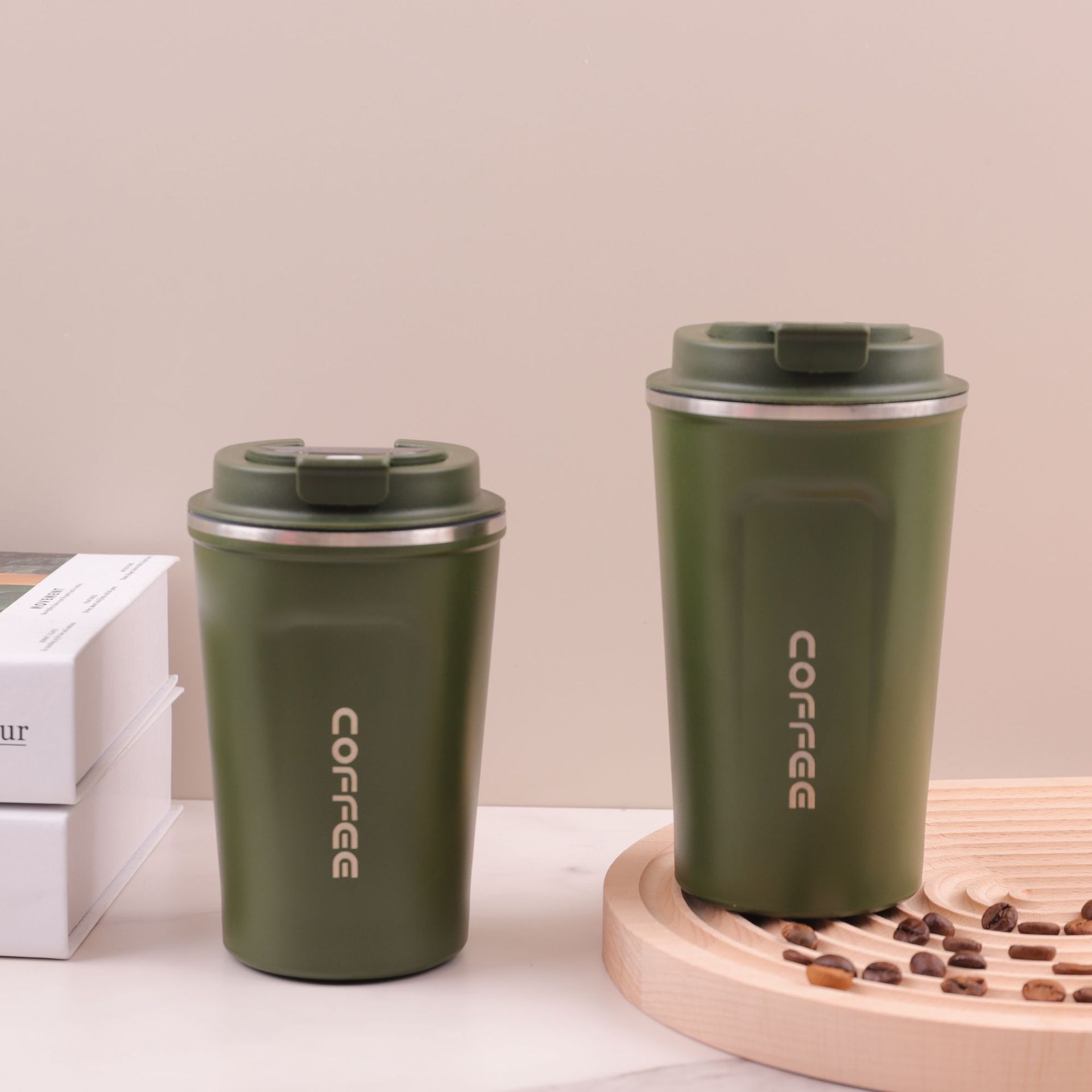 Comercio exterior transfronterizo 304 acero inoxidable temperatura inteligente taza de café de aislamiento térmico taza de agua portátil al aire libre taza de té de doble bebida