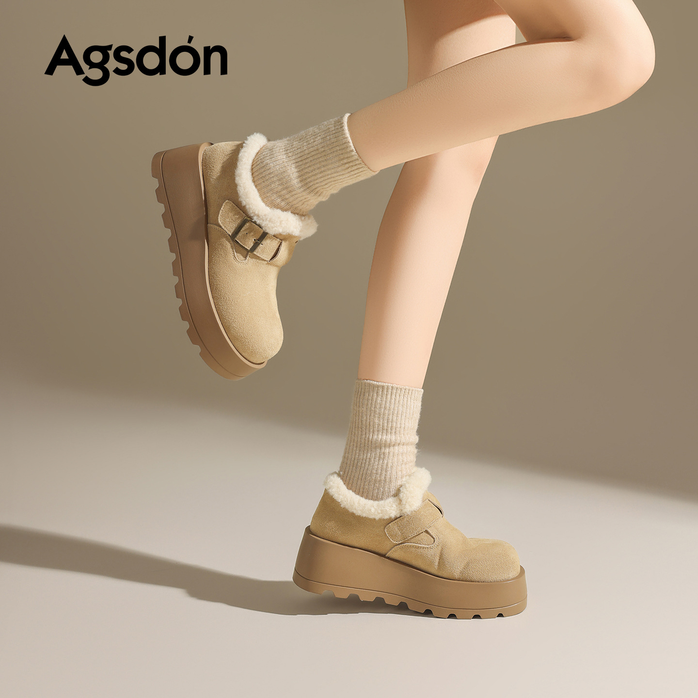 Augu Lion Deng Xiaoping Boccan zapatos de terciopelo mujeres 2025 nuevo invierno suela gruesa de peluche de un pie botas de nieve de embarazo zapatos de algodón