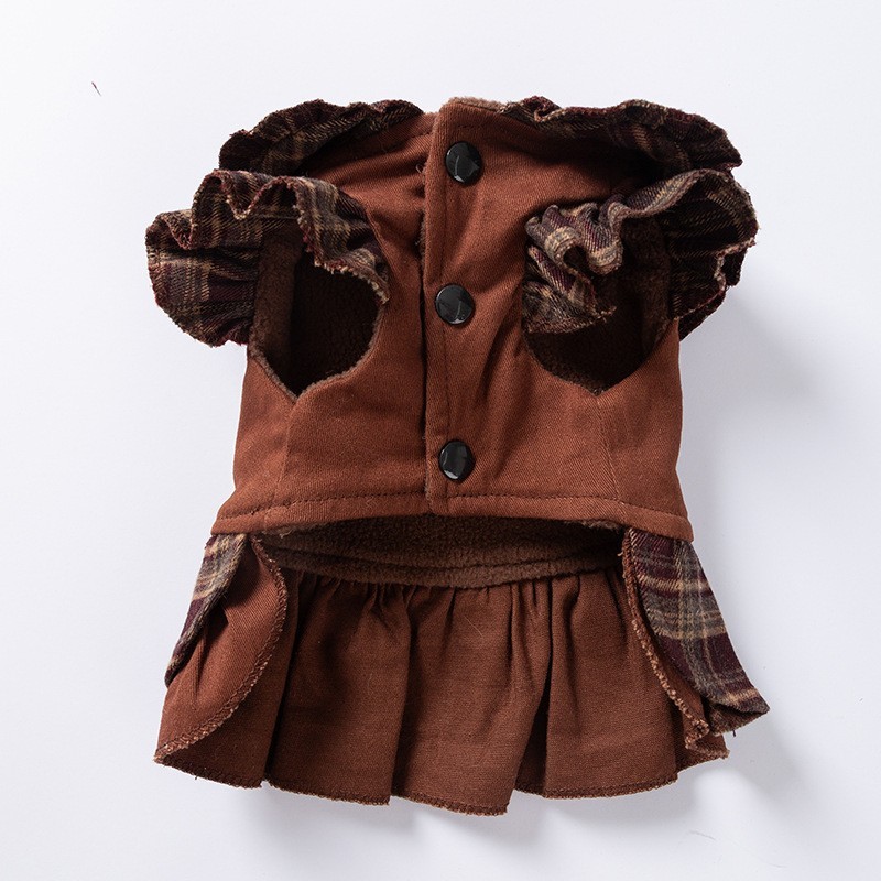 预售秋冬季新款狗狗衣服保暖复古格纹衬衫裙情侣装泰迪宠物狗服饰|undefined