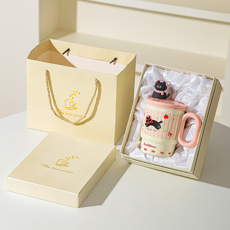 2025 verano nueva taza de paja graffiti animal cerámica con taza de agua cubierta taza de dibujos animados macacos lindos regalos de cumpleaños