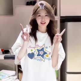 白色短袖t恤女2026新款宽松纯棉半袖韩系独特别致夏日绝美小上衣