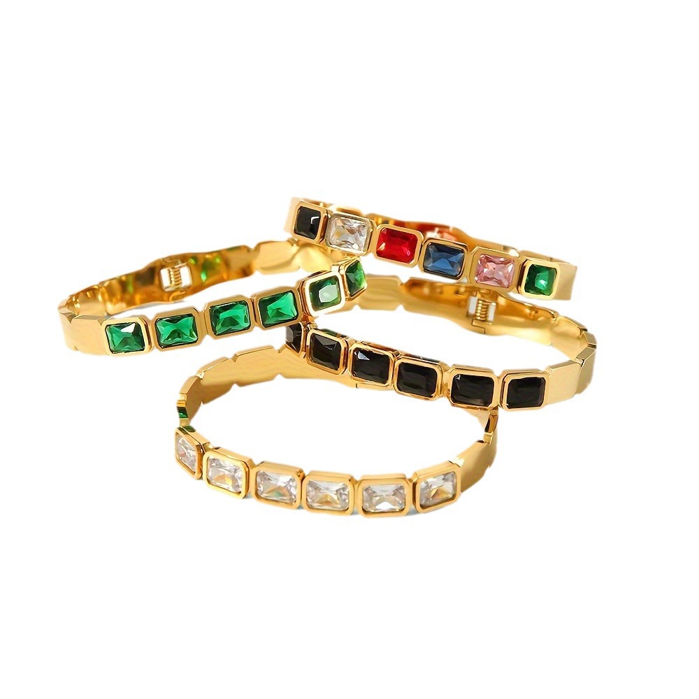 Braccialetto retrò con diamanti in oro K placcato sotto vuoto, design a scatto_voghion.com