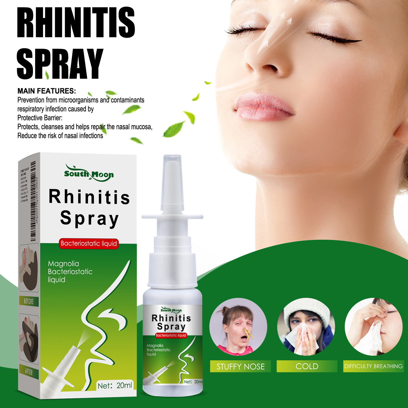 Cross-Border Bestseller Southmoon Nasal Care Spray for Daily Comfort, Cleansing, and Gentle Nasal Care