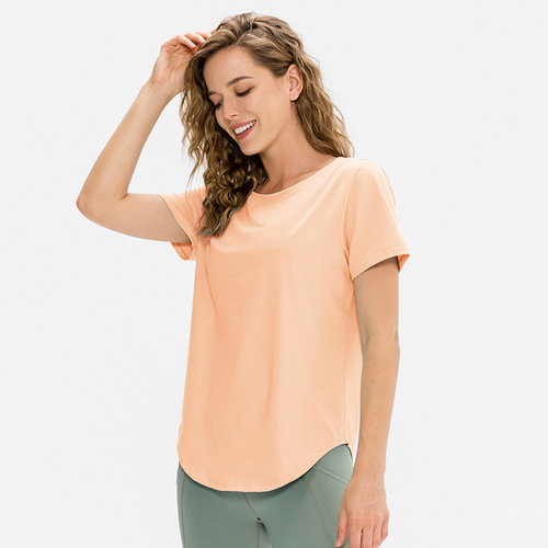Women's yoga sports short-sleeved loose running lightweight breathable T-shirt stretch fitness wear quick-drying top 12218