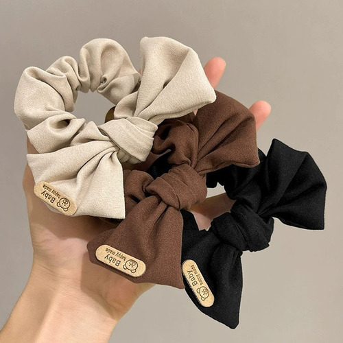 New style bear logo bow large intestine hair tie fashionable fabric retro women's high-end headband headband hair accessories wholesale