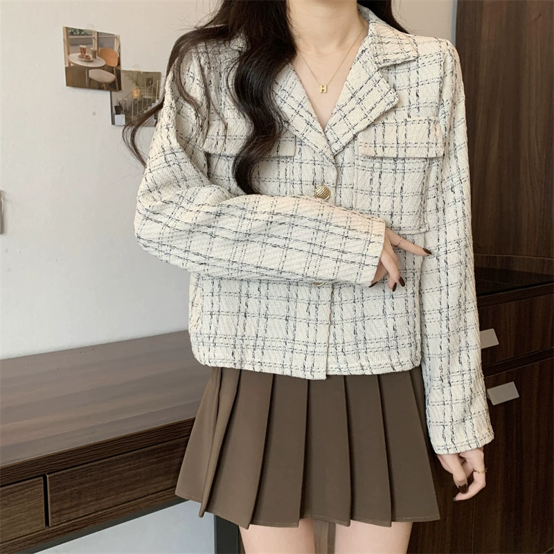Короткая кофта с длинным рукавом, куртка, стиль Chanel, свободный прямой силуэт, обтягивающий силуэт