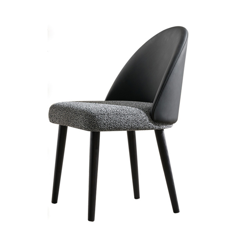 Silla de comedor minimalista italiana silla de madera maciza Silla de libro minimalista moderna nórdica silla ligera de lujo de diseño de tela silla trasera de cuero