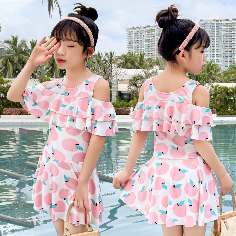 Traje de baño para niños niñas nueva falda traje de baño niños dibujos animados lindo viento vacaciones traje de baño fabricantes al por mayor