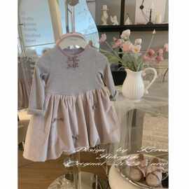 跨境女童公主裙童装2026儿童春秋季新款洋气蝴蝶结礼服裙子宝宝连